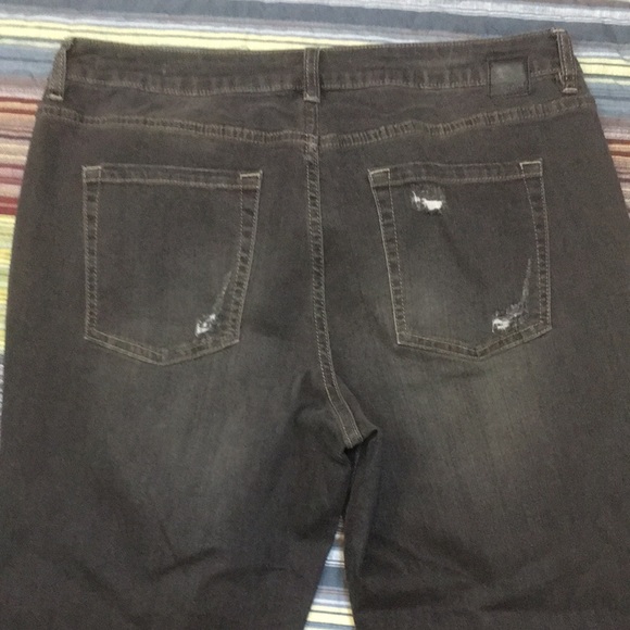 New! Jag Jeans Girlfriend Gray Distressed Mid Rise Stretch Jeans size 14 - Picture 7 of 13